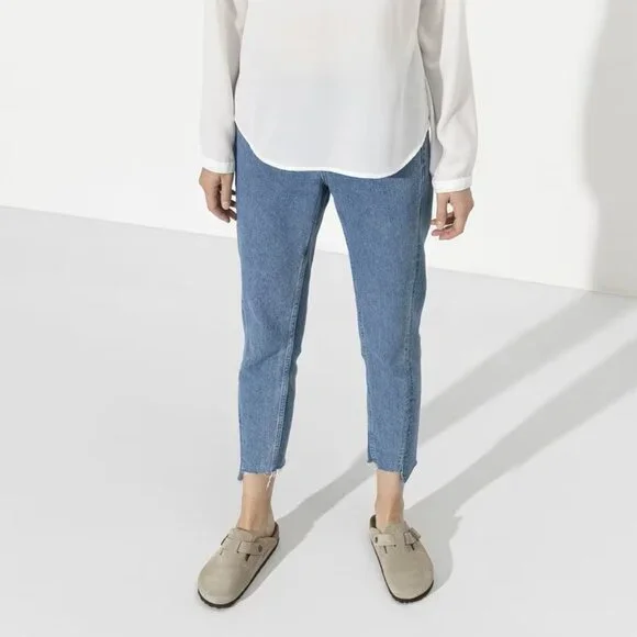 Birkenstock  Boston Suede Soft Footbed Slip-Ons Clog Taupe Narrow fit - Picture 6 of 8